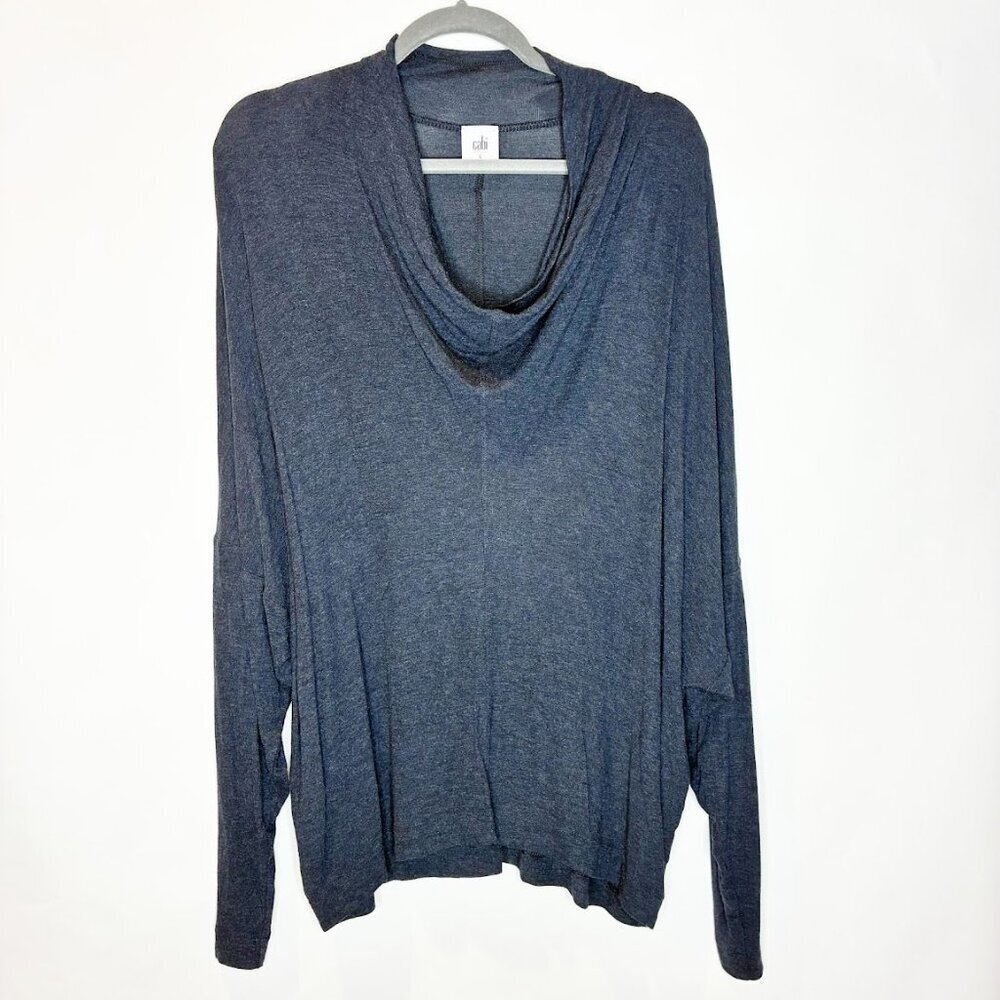 Cabi | 3227 Quinn boxy top Tee Cowl Neck Layer size L blue